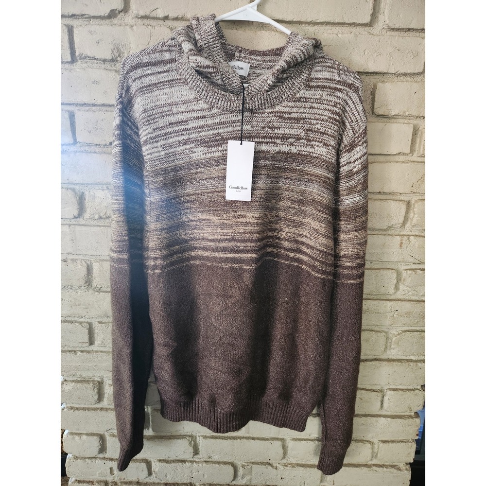Goodfellow & Co Mens Brown Space Dye Knit Hooded Sweater
